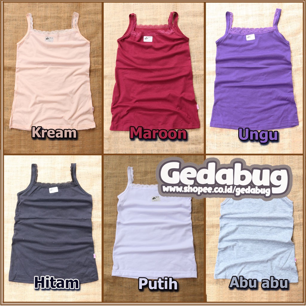 Tangtop Lutty RENDA KECIL SNI | Pakaian dalam wanita tank top warna - gedabug