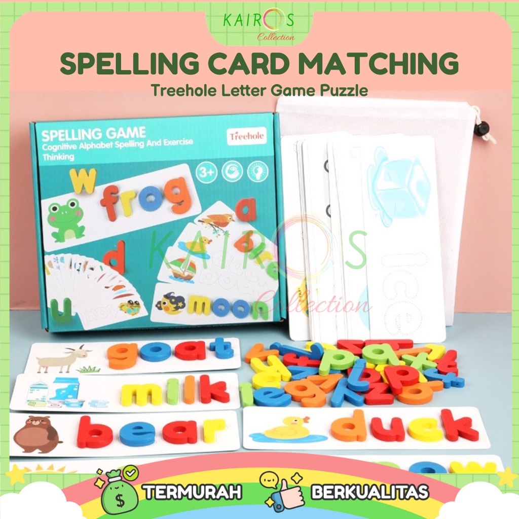 Spelling Card Matching Treehole Letter Game Puzzle