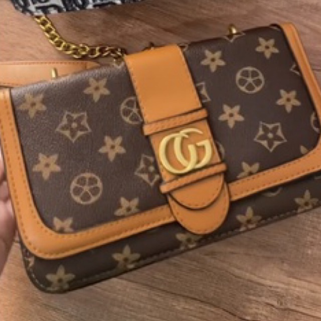 Tas motif coklat import