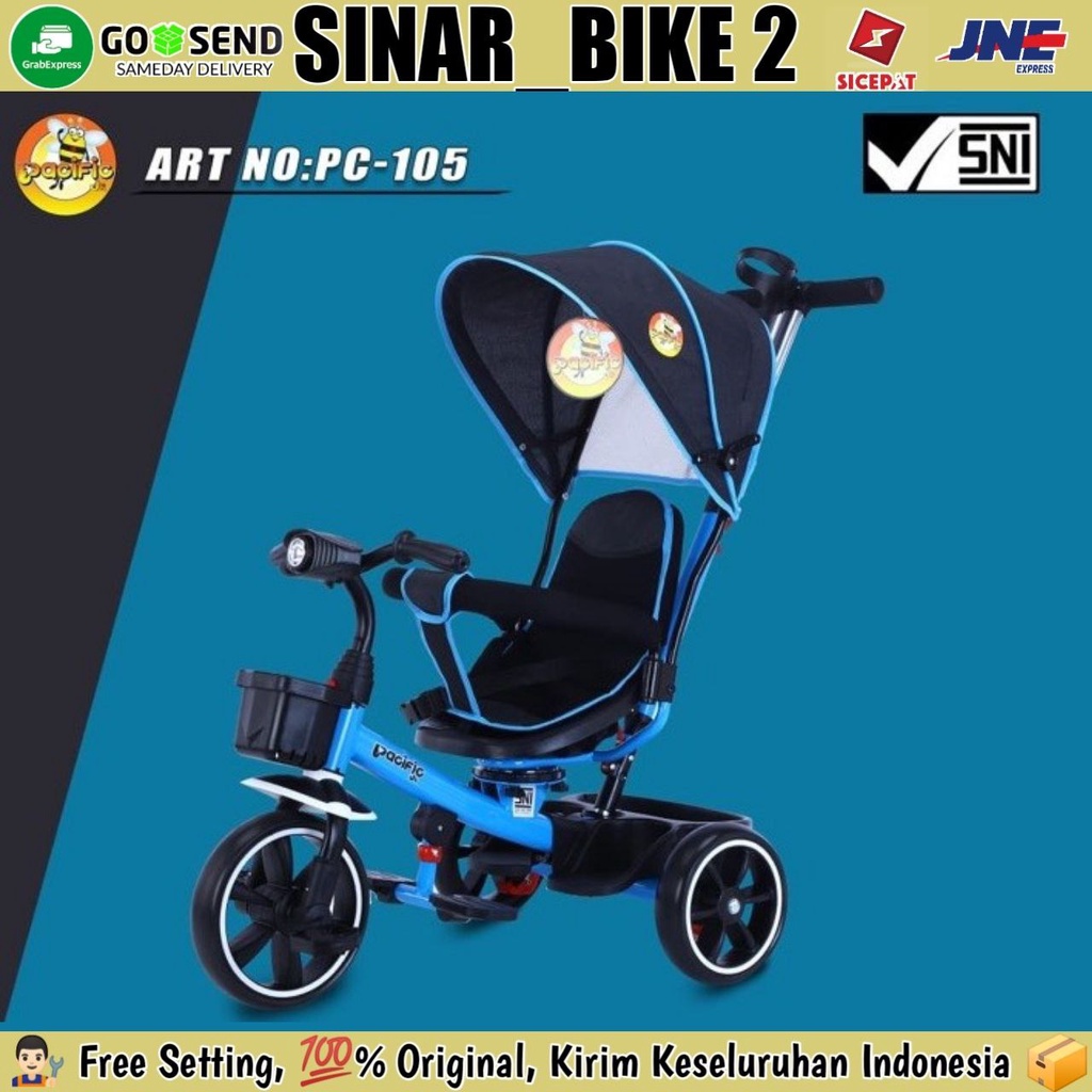 Sepeda Roda Tiga Anak Pacific Pc-105 Kursi Putar Tricycle Stroller