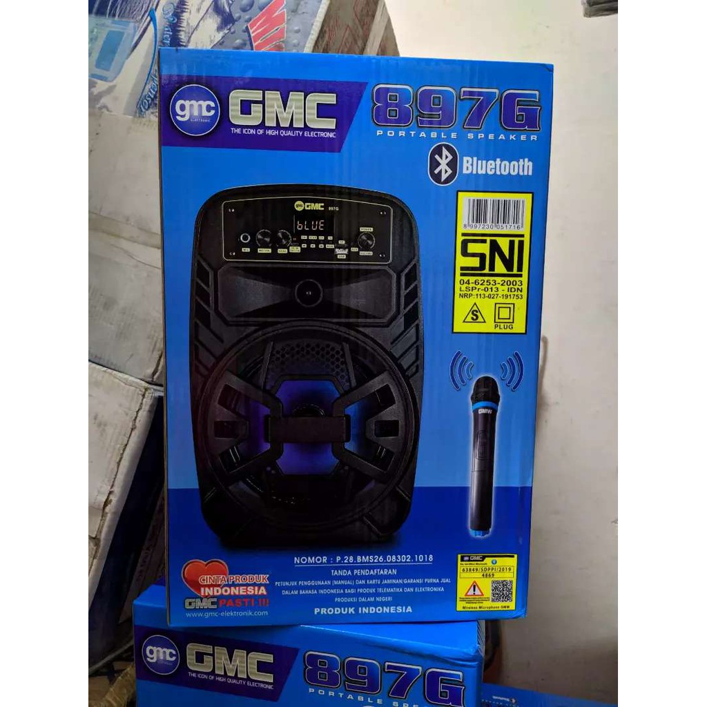 PAKET GMC 897G Speaker Portable Multimedia dengan Bluetooth FREE MIC WIRELLES Bisa Karaoke PROMO