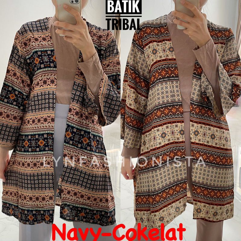 (3MOTIF)OUTER BATIK TRIBAL RAYON ADEM/CARDIGAN MOTIF MURAH/KENYA