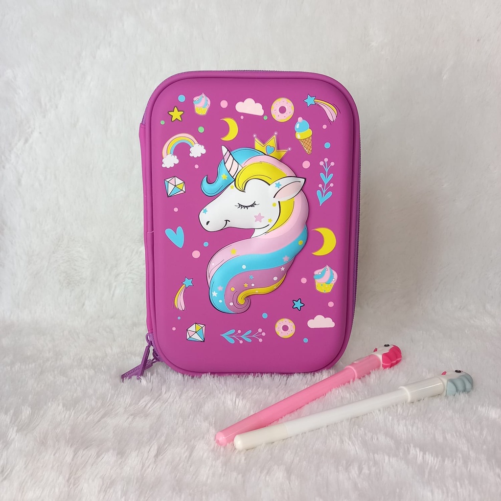 Kotak Pensil Tempat Pensil Unicorn Mermaid 3D TIMBUL 6D hardtop unicorn timbul kado ultah anak perempuan keren