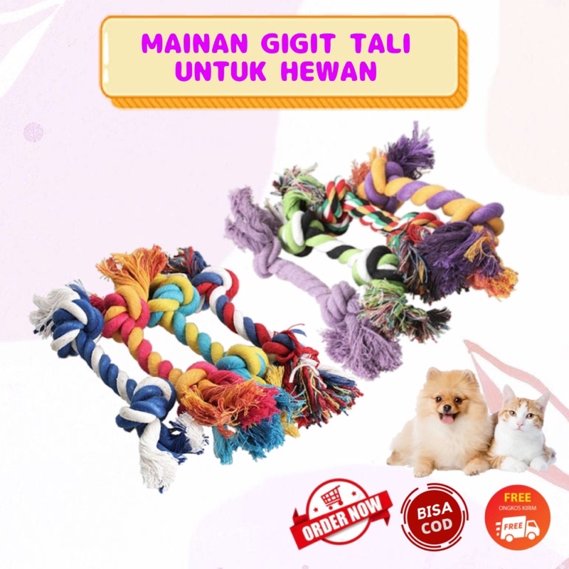 Mainan tali gigit anjing/mainan kunyah anjing/ mainan tali kucing / mainan gigit kucing