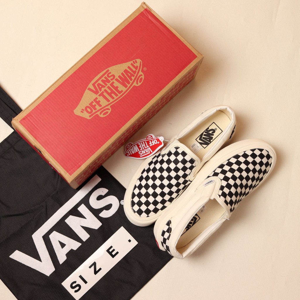 Paket 100% Import Vans Slip On Mono Checkerboard  + Tote Bag Vans