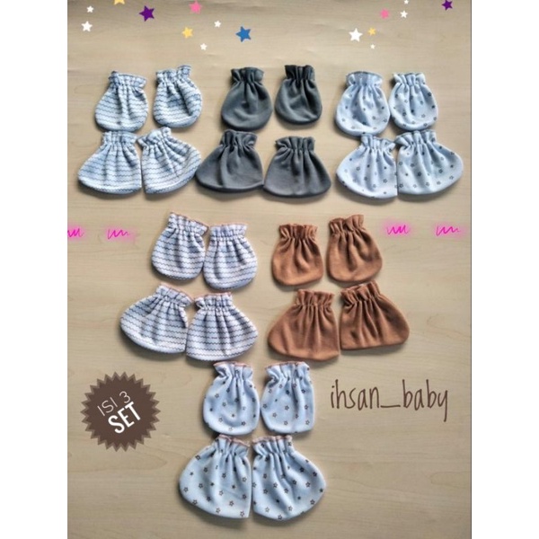 3 set sarung tangan dan sarung kaki bayi SNI arsell