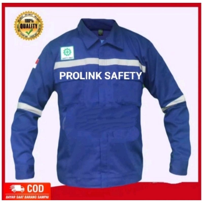 SERAGAM SAFETY BIRU POLOS