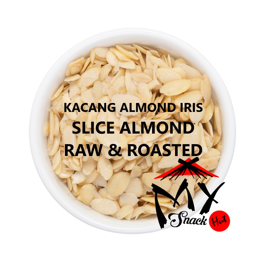 KACANG ALMOND SLICE 50GR - FLAKE FLAKES ALMONDS DENGAN TANPA KULIT ARI WITH SKIN IRIS IRISAN TIPIS GEPENG HALAL