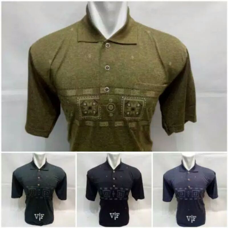 Kaos Kerah Korea Motif/Kerah Wangki Pria Dewasa/Kerah Korea