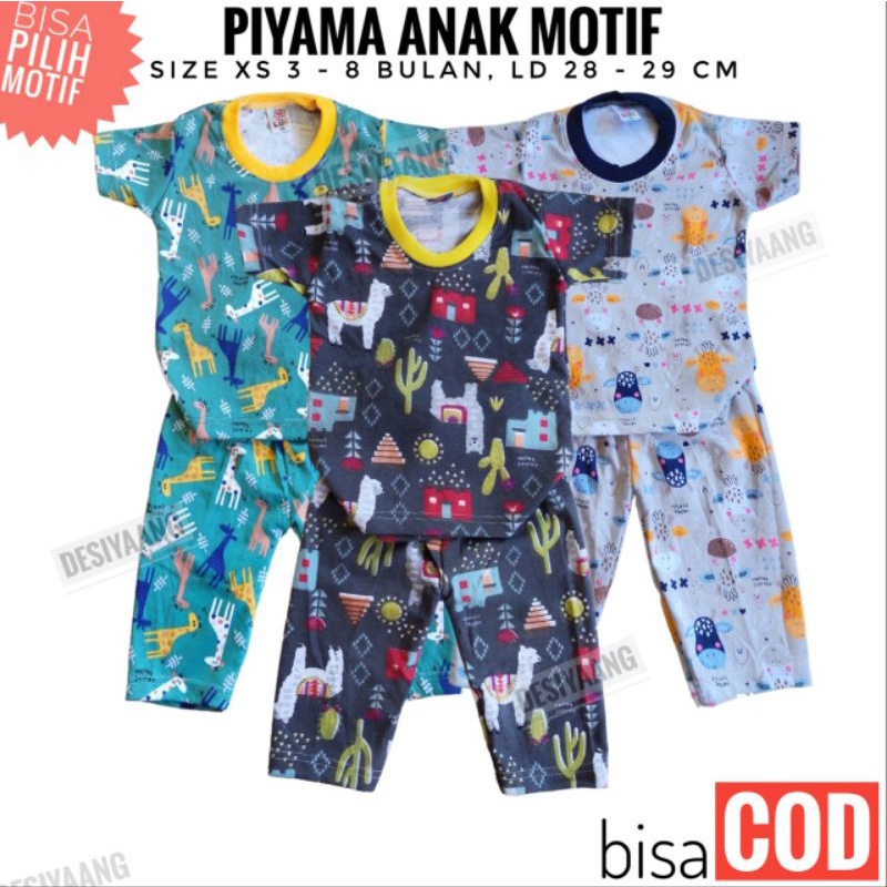 isi 2stel Piyama Bayi Qkids Size Xs(5-18bulan) Lengan Pendek Celana Panjang Bahan Double knit