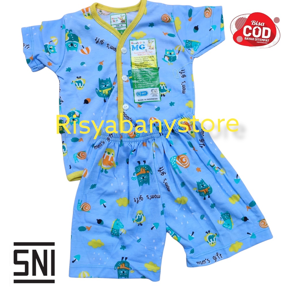 Setelan Anak lengan pendek kancing depan/ piyama anak lengan pendek motif animal / setelan anak bayi S.m.L.xl motif dasar warna