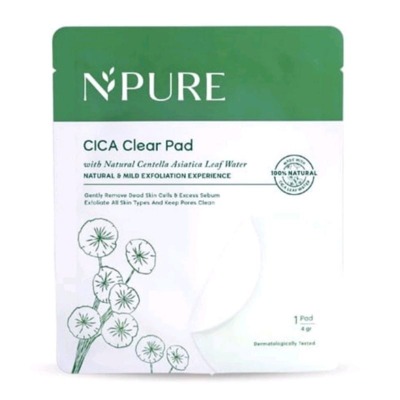 NPURE N'PURE Cica Clear Pad Sachet Kapas Toner Perawatan Physical Eksfoliasi Eksfoliate Face scrub peel Scrub Wajah Clear Pad Pembersih Pelembab HALAL MUI BPOM