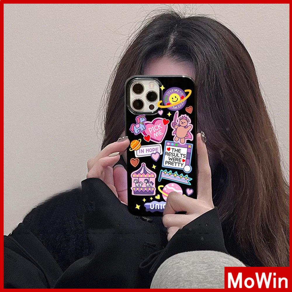 iPhone Case Silicone Soft Case Black TPU Glossy Big Hole Camera Protection Shockproof Cute Cartoon For iPhone 13 Pro Max iPhone 12 Pro Max iPhone 11 Pro Max iPhone 7Plus iPhone x xr