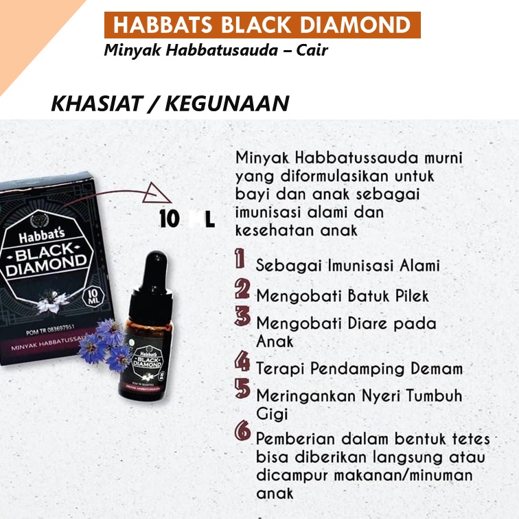 Habbatusauda Cair - Black Diamond Minyak Habbats Murni -  Original kemasan 10 ml