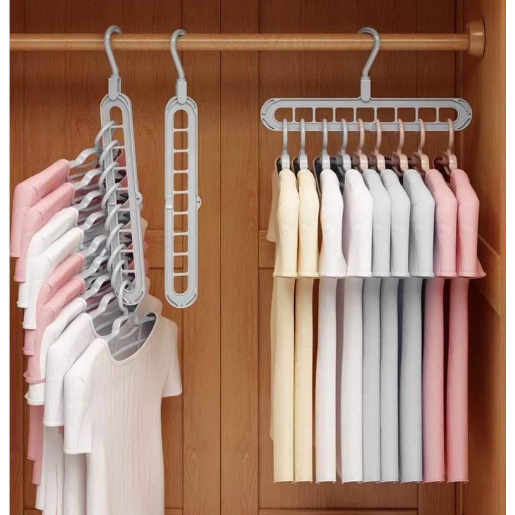 UNI 023 Magic Hanger Foldable Random Gantungan Baju Lipat Ajaib 9 in 1 Multifungsi