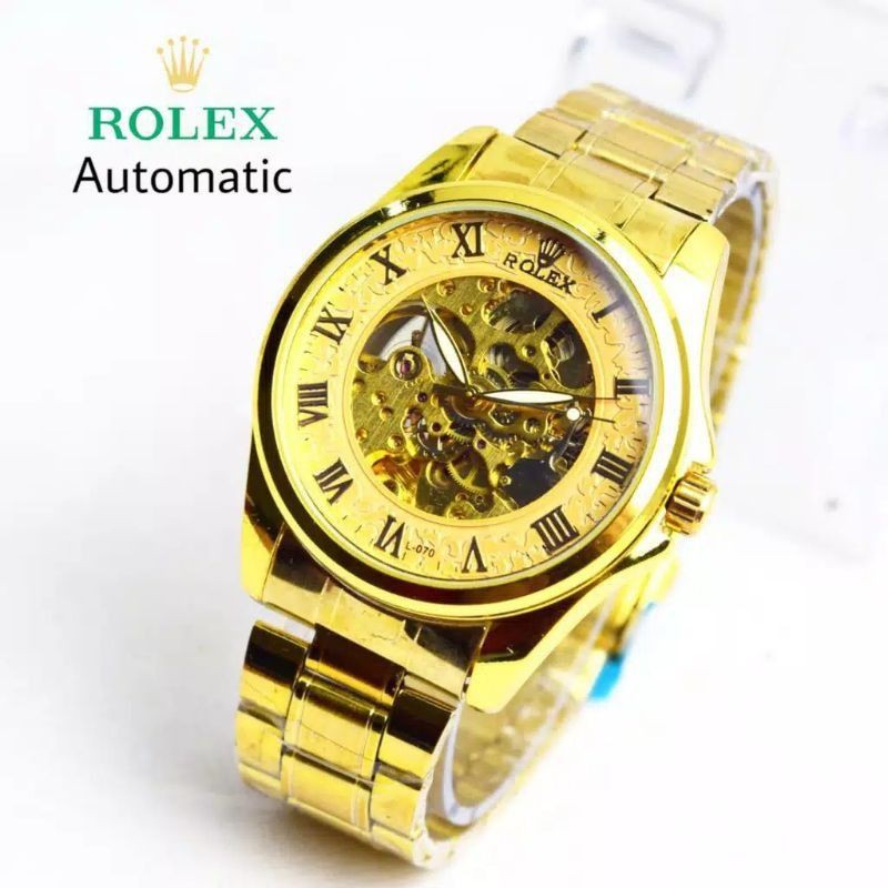 JAM AUTOMETIC/OTOMATIS ROLEX SKLETON PRIA TANPA BATRAI