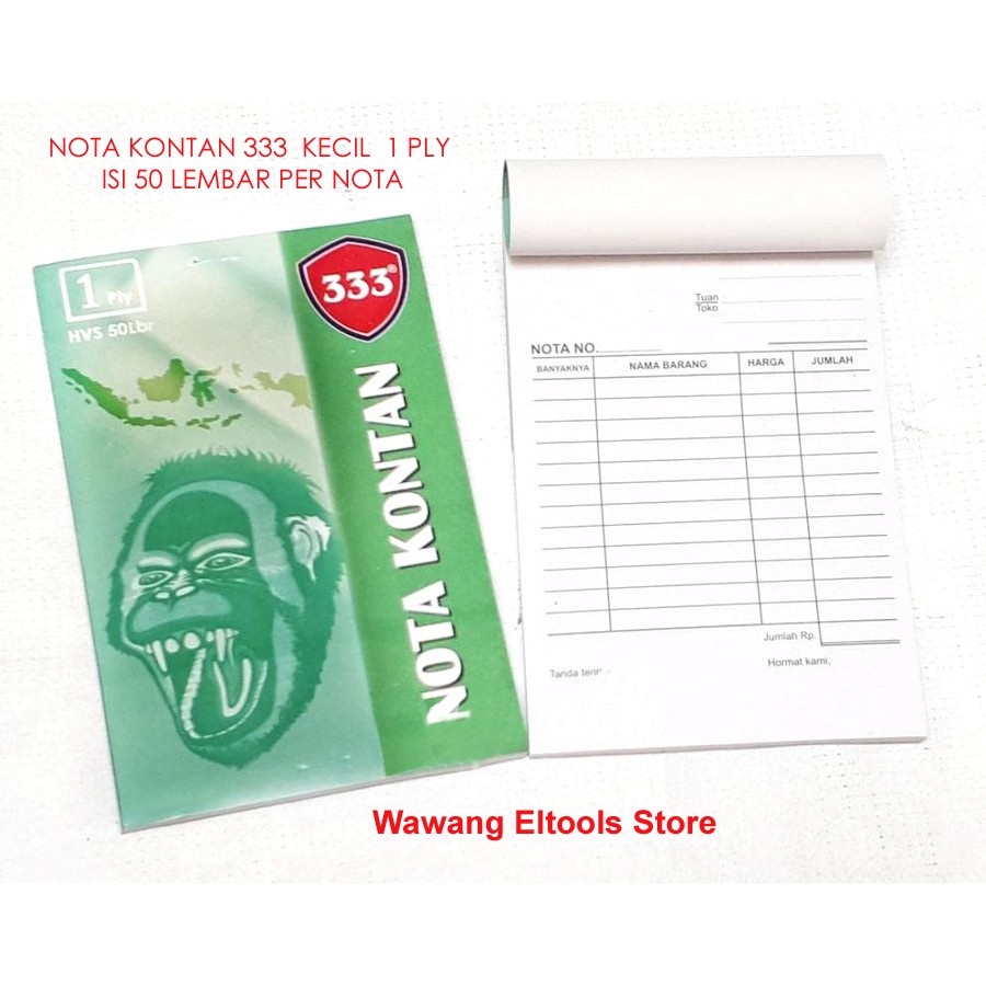 

Nota Kontan (10 pcs) 333 Kecil 1 ply 50 lembar / 1 pak isi 10 buku nota