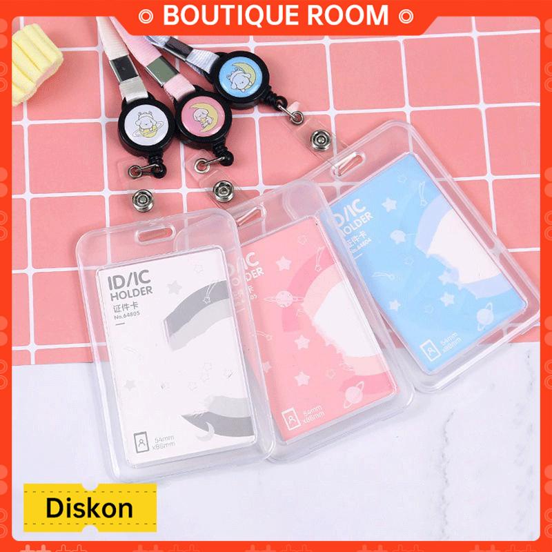 

Ready✨Kartu Bus Izin Kerja Siswa Kartu Makan Plastik Dua Sisi Pemegang Kartu TransparanBER