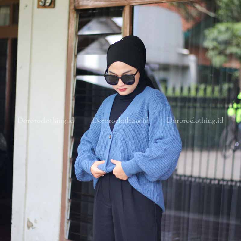 Vina Knitted Cardigan Rajut Kancing Oversize Tangan Balon / PREMIUM Outerwear Kardigan Rajut wanita