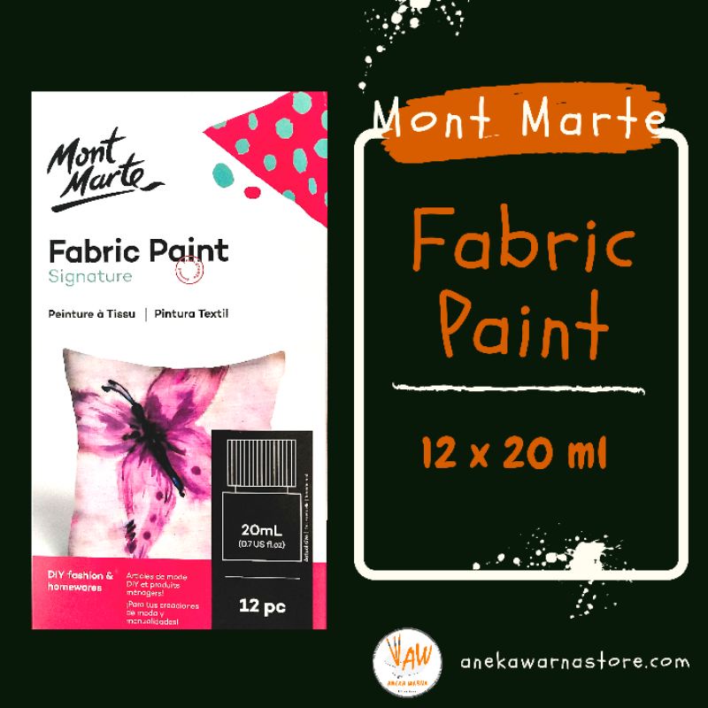 

Mont Marte Fabric Paint 12 x 20 ml