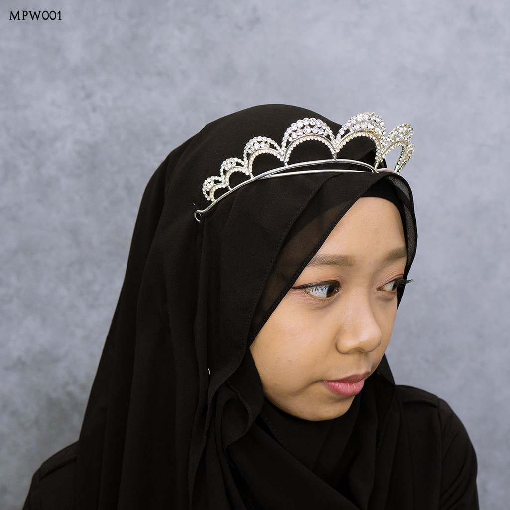 [SIAP KIRIM] MAHKOTA HIJAB BRIDAL PESTA AKSESORIS PENGANTIN SILVER MPW001