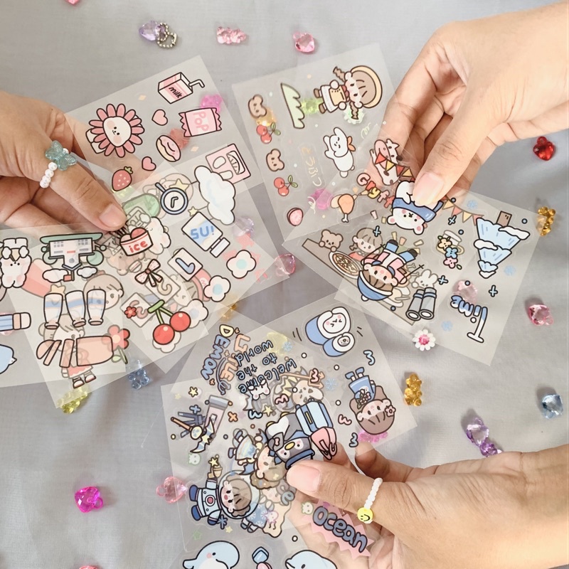 

Random sticker PET 2D gemas hias botol handsanitizer hp laptop buku tumbler