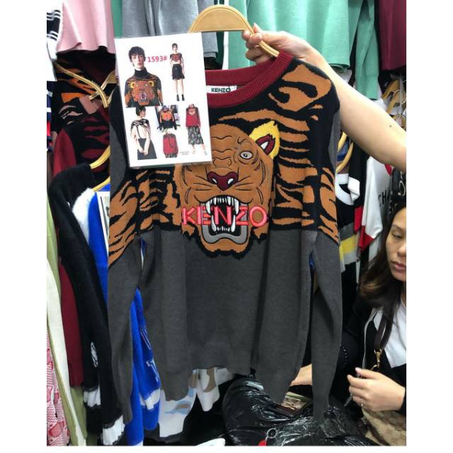 KOREA RAJUT LUCU HITAM BIRU LANGIT UNGU / Sweater motif kenzo import