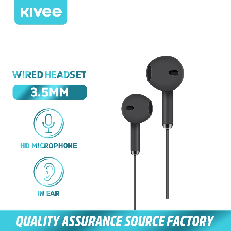 Kivee Headset earphone gaming macaron Original In ear universal Xiaomi oppo 3.5mm-KV-MT73 black
