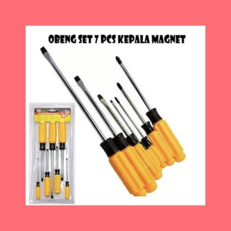 Obeng Set 7pcs Fatick Kepala Magnet  Screwdriver set 7 pcs