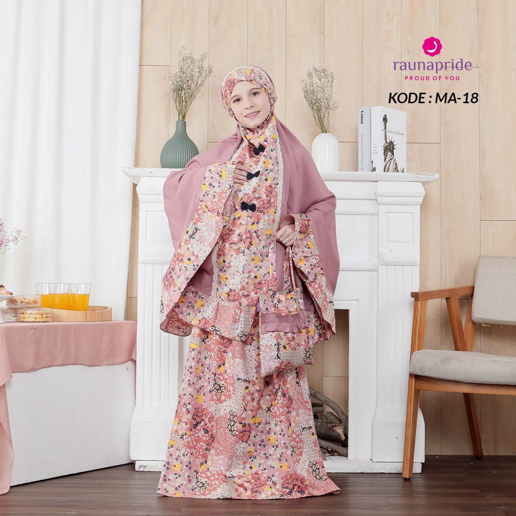 MUKENA ANAK RAUNA MA 18 BAHAN RAYON TWILL PREMIUM
