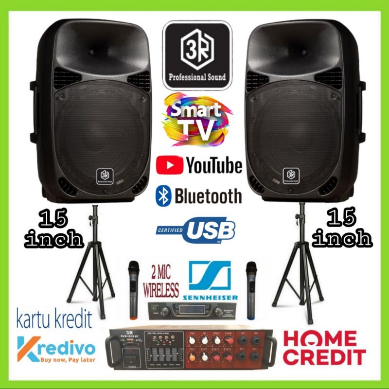 Paket Karaoke Set Professional Sound 3R 15 Inch Ampli Karaoke Smart tv Youtube