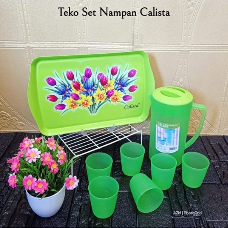 Teko Set Nampan Calista/Teko Plastik/Gelas Plastik