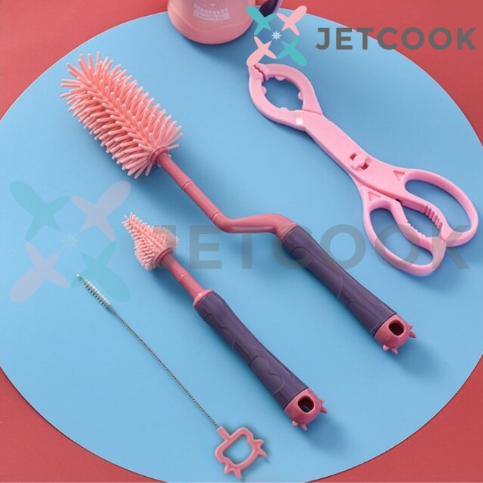 Jetcook 3 in 1 Silicone Bottle Brush Sikat Silikon Botol Bayi &amp; Nipple Dot