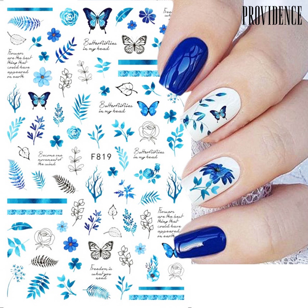 Providence Stiker Kuku 3d Motif Daun / Geometri Aksen Glitter Untuk Aksesoris Nail Art / Manicure