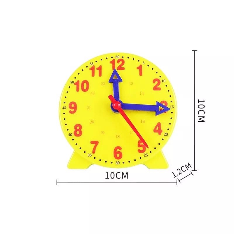 Mainan Montessori Gear Clock Jam Plastik Kuning Mini