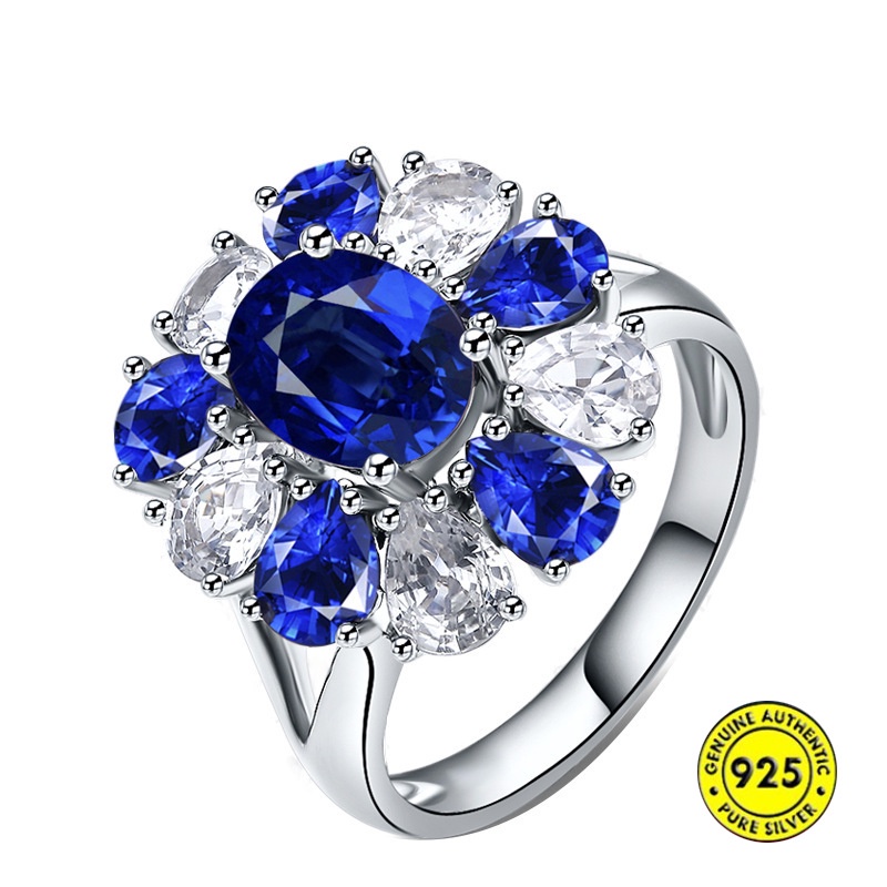 S925 Silver Sapphire Open Ring for Women