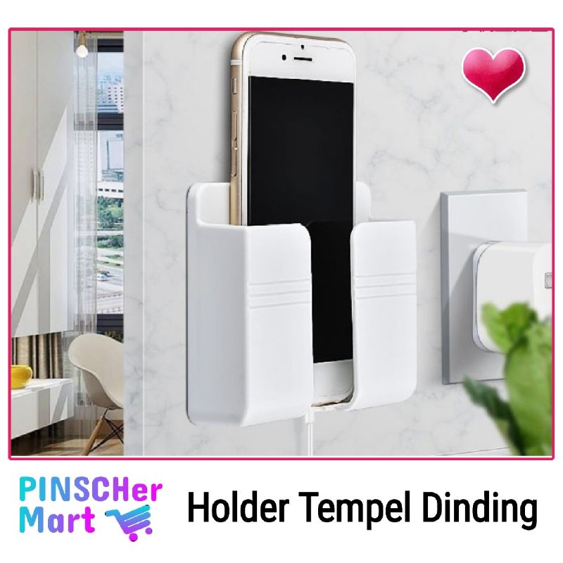 Holder Tempel Dinding Tempat Charger Hp Remote TV AC Rak Gantung Docking Cas Handphone Multifungsi