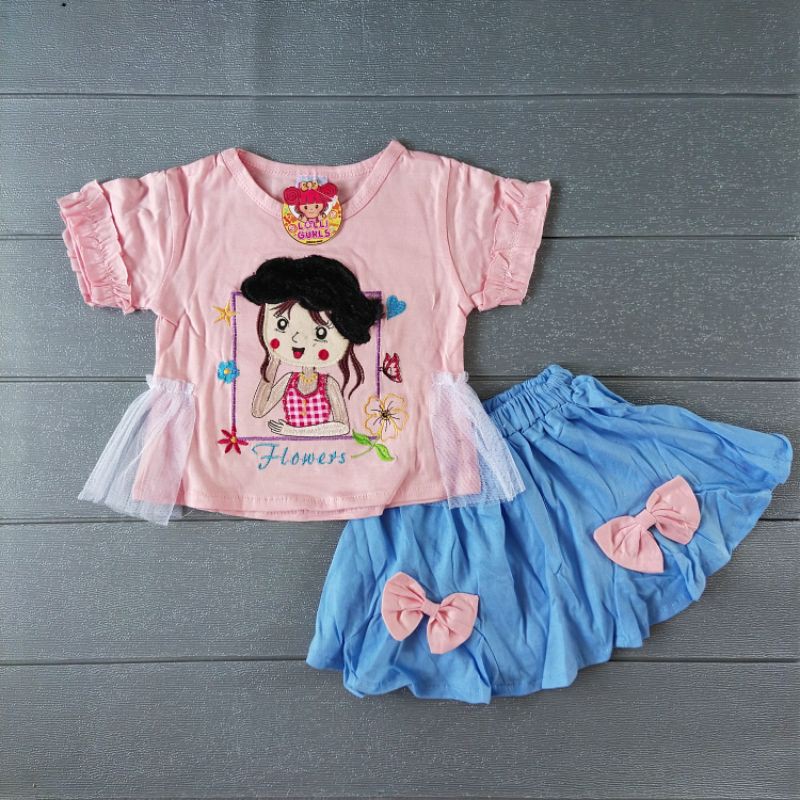 COD Setelan Shen kids usia 6-12 bulan baju anak perempuan / girl / cewek / kado murah lucu