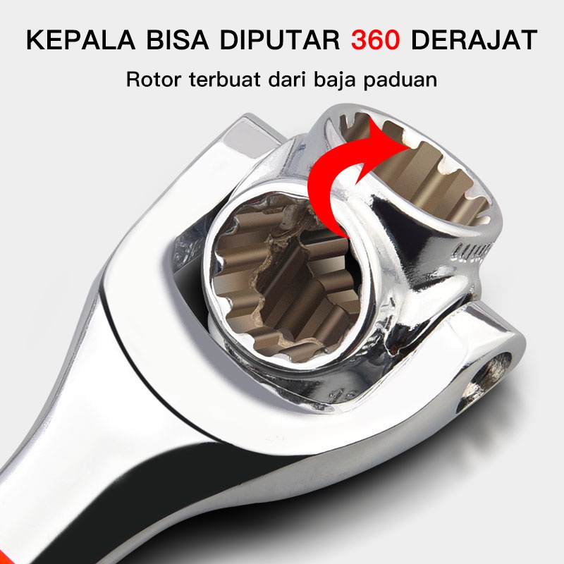 Kunci Ring Pas Shock Set Universal Socket Profesional Mobil Motor Serbaguna Pas 48 in 1