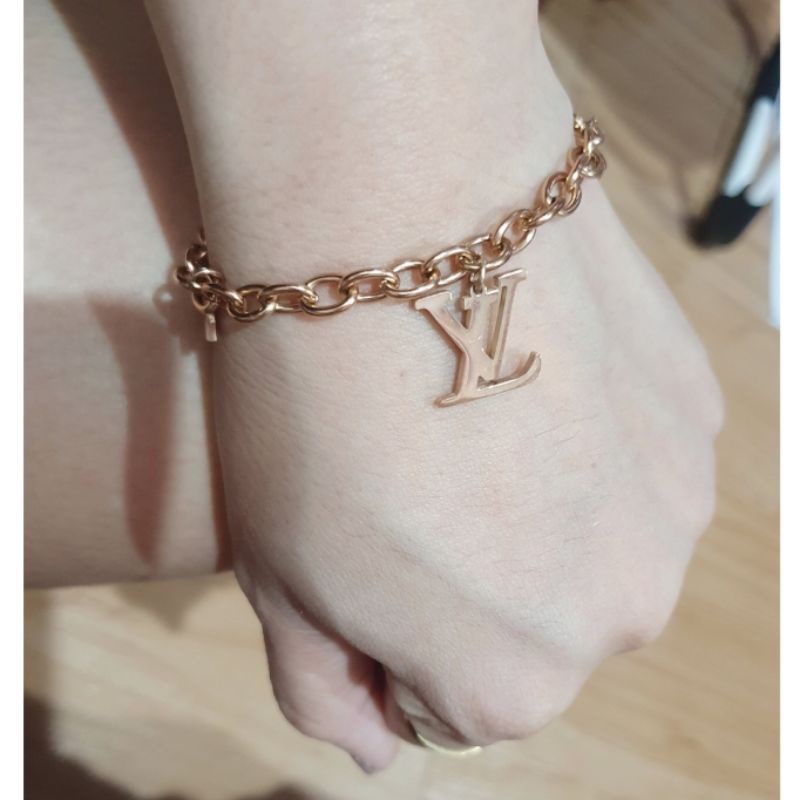 Gelang Titanium asli elv Rosegold Rantai tebal Premium anti karat anti alergi Bracelet Stainless steel bc-03