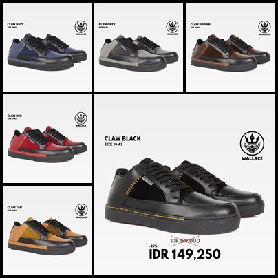 Sepatu Original Wallace Claw Sepatu Sneakers Pria Skate Sneakers Tali pria 39-43
