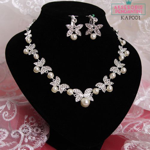 [PRODUK TERLARIS] SET KALUNG ANTING PESTA AKSESORIS WEDDING KUPU-KUPU KAP001