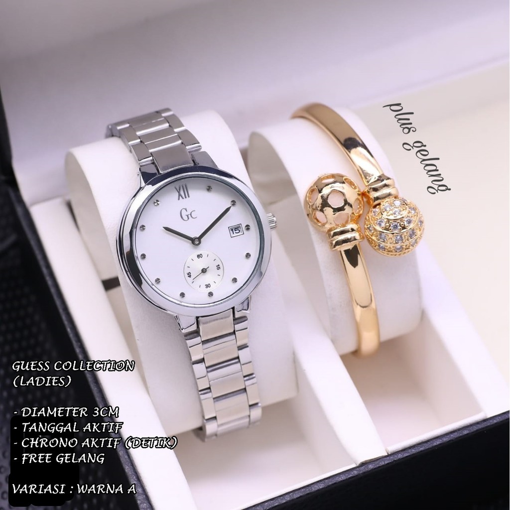 Jam Tangan Wanita/Cewek GC Rantai Detik Bawah Full Stainless Free Gelang Fashion