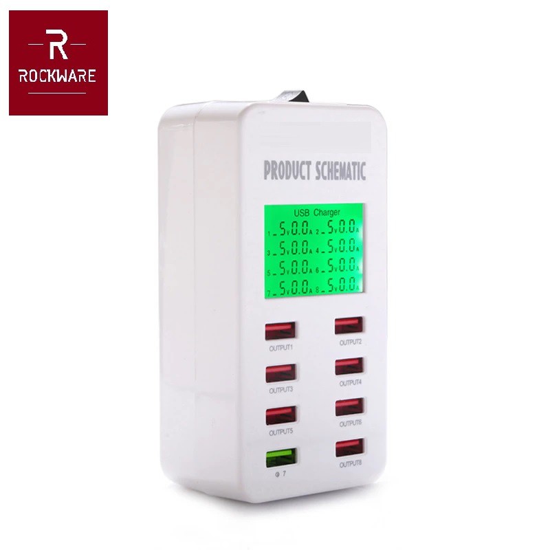 ROCKWARE WLX-A8 - 8 USB Port Charger QC 3.0 - Charger USB 8 Port