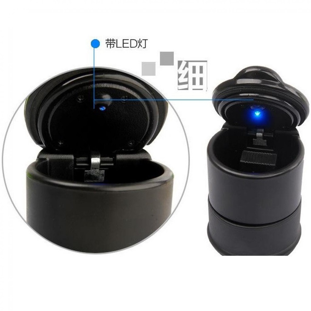 sell Noctilucent ABS Car Ashtray with LED Light Model A - 4S - Hitam