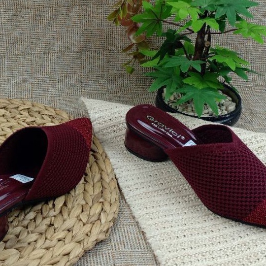 GRAVICI - Sepatu Slip On Mules Wanita Bahan Rajut Import AR 02