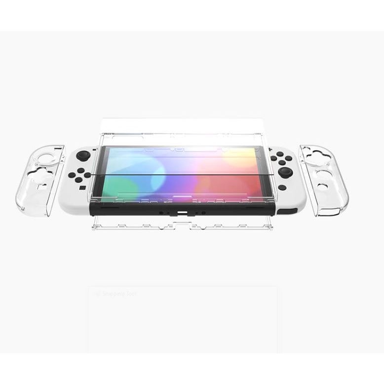 Nyko Thin Case Nintendo Switch OLED Clear &amp; Neon Red Blue