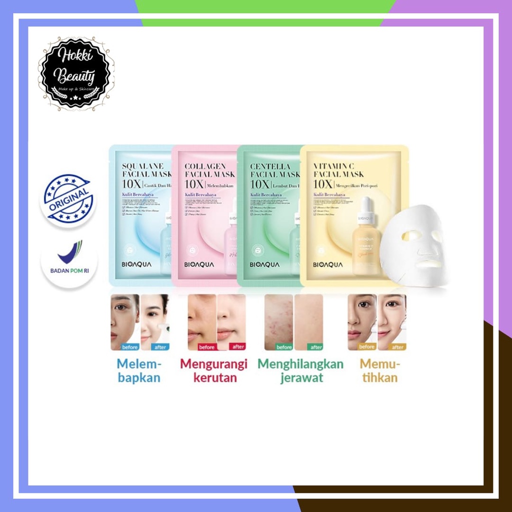 BIOAQUA Essence Mask 10x the effect Whitening Moisturizing SKIN CARE Sleeping MASKER wajah Sheet MASK 25g