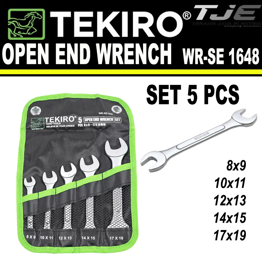 TEKIRO Kunci Pas Set 5 Pcs Kunci Pas Isi 5 pcs 8 - 19 mm / Open Ended Wrench Spanner Metric Set Open End Wrench Set