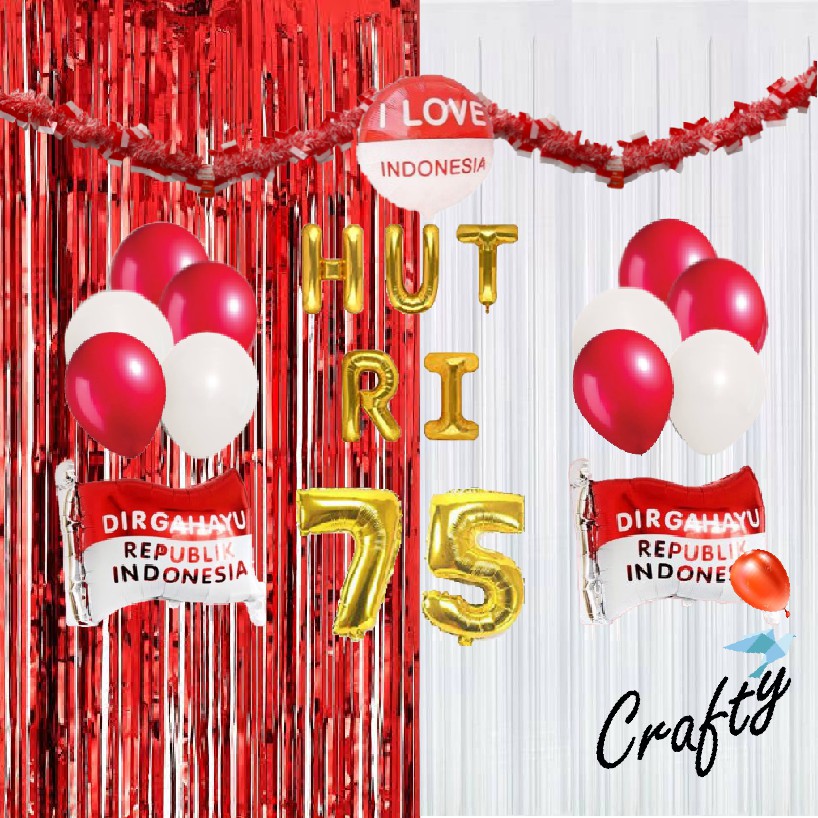  PAKET DIRGAHAYU HUT  RI 75 Balon  Dekorasi  Backdrop 